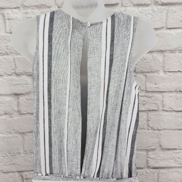 Cloth & Stone Striped Jumpsuit Wide Frayed Legs Open Back Linen Blend XS - Picture 13 of 16